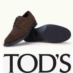 Final NEW Tod's Mens Suede Dark Brown Laceup Oxfords 5.5